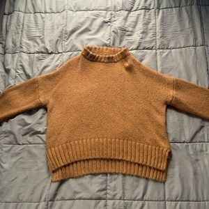 Mock Neck Thick Brown Sweater